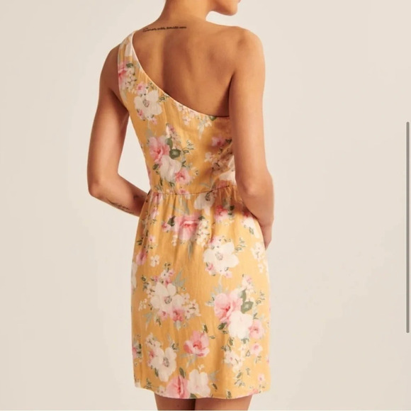 Abercrombie & Fitch NWT linen blend one shoulder floral dress - Picture 2 of 12